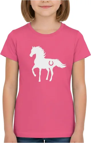 Vista 10 de Tstars Camiseta patriótica para niñas, diseño de caballos, bandera de Caballos / Azul frío