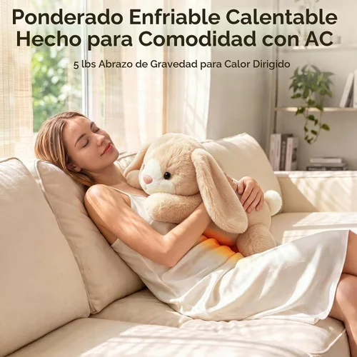 Vista 2 de Mewaii Peluches con peso de conejo, calentable, refrigerable, 2-5 libras Blanco crema