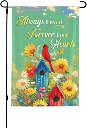 Vista 22 de Bandera de memoria personalizada con nombre de foto, fecha, letrero funerario personalizado, bandera conmemorativa personalizable para jardín