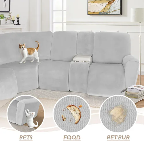 Vista 234 de Arfntevss Fundas de sofá seccional reclinable de terciopelo, Funda de sofá seccional de esquina para sofá reclinable, Funda elástica suave