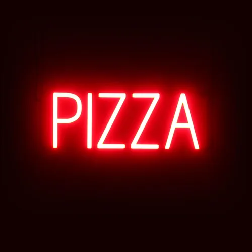 Vista 26 de SpellBrite Cartel PIZZA Letrero relacionado con pizza con aspecto de neón, fuente de luz LED azul 17.6 x 6.3 pulgadas Ultra-Bright