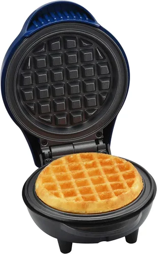 Vista 3 de Kitchen Selectives Mini waflera de Select Brands - Plancha clásica para gofres para gofres tradicionales, salados o de postre, cuenta con Azul