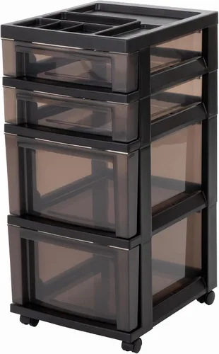 Vista 16 de IRIS USA 3-Drawer Rolling Storage Cart, Black/Pearl Negro/Perla