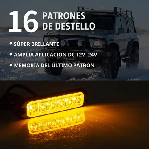 Vista 2 de Purishion - Luz estroboscópica con 6 luces LED color ámbar, impermeable, para barra de precaución, 10 patrones intermitentes, apto para automóvil