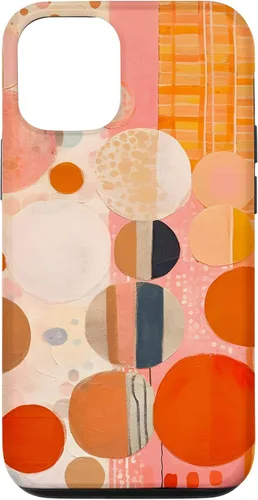 Vista 26 de iPhone 16 Abstract Boho Warm Orange and Pink Mid Century Modern Case
