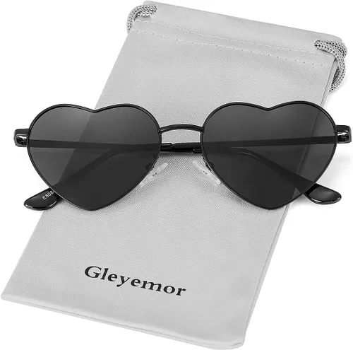 Vista 2 de Gafas de sol polarizadas en forma de corazón para mujer, marco de metal, bonitas y encantadoras, 100% protección UV