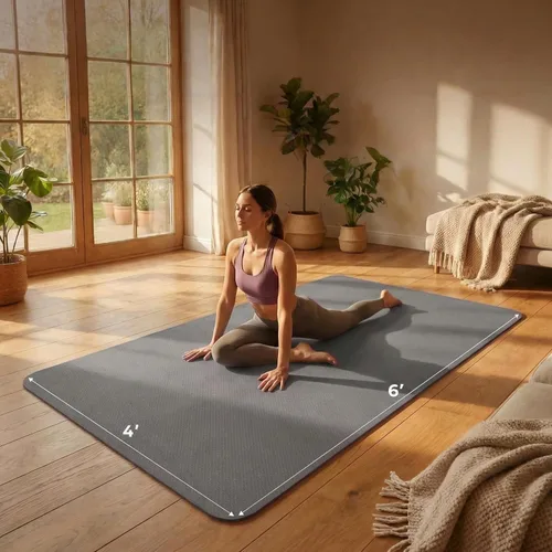 Vista 7 de Esterilla grande de yoga de 6'x 4' (72"x 48") — Esterilla de ejercicio extra ancha de 1/4" y 1/3" de 183cm x 122cm, gran esterilla de ejercicio