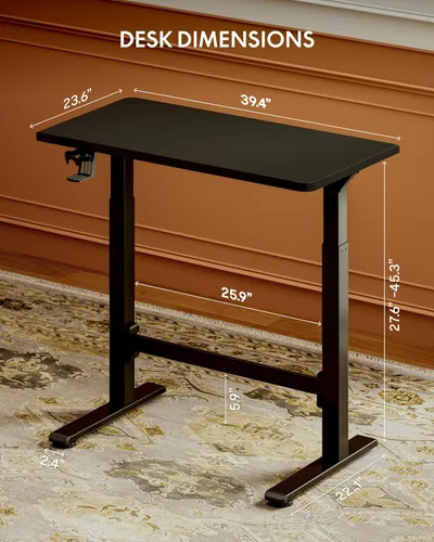 Vista 2 de FLEXISPOT H7 Plus - Escritorio móvil de pie, neumático ajustable, de una sola pieza, 32 pulgadas Cordless standing desk with stable dual-column