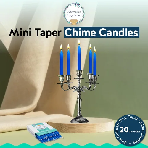 Vista 2 de Alternative Imagination Blue Chime Candles - Paquete de 20 mini velas cónicas sin perfume de 4 pulgadas, velas rituales de larga duración sin goteo