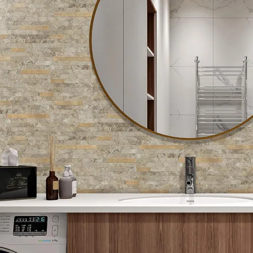 Vista 6 de STICKGOO 2 hojas de azulejo para salpicaduras de pared de pelar y pegar, para pegar en salpicaduras de pared para la cocina y el cuarto de baño