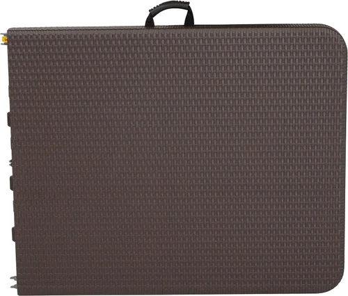 Vista 5 de Mesa plegable de plástico de ratán marrón de 6 pies con asa - Mesa de eventos
