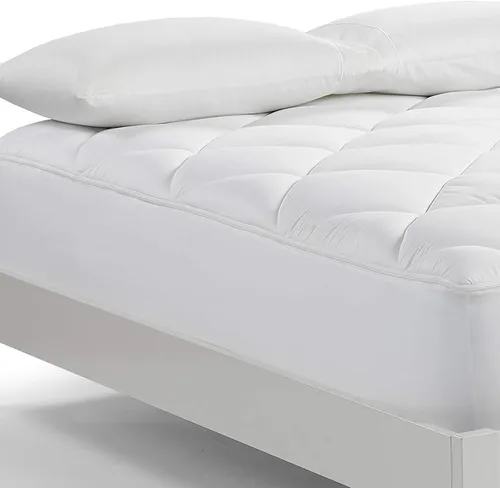 Vista 3 de Serta Luxury Firm - Protector de colchón acolchado 100% algodón con relleno de fibra de enfriamiento, individual, color blanco