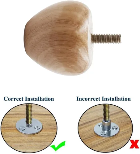 Vista 6 de Patas de madera de 2 pulgadas para muebles, patas de repuesto de muebles de sofá de madera maciza, patas de gabinete/escritorio/estantería