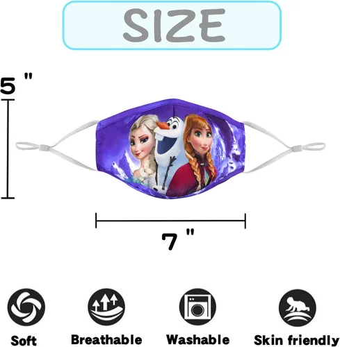 Vista 2 de Paquete de 5 máscaras faciales para niños transpirables reutilizables ajustables con alambre para la nariz regalo para niños y niñas