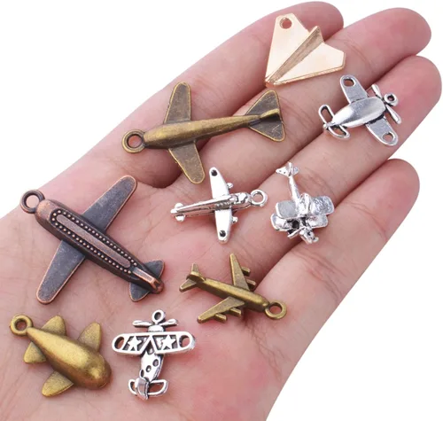 Vista 7 de BronaGrand Aircraft Airplane Charm, 100g Airplane Pendant Charms Alloy Jewelry Charms Craft Supplies for Jewelry DIY Earrings Necklace Bracelet