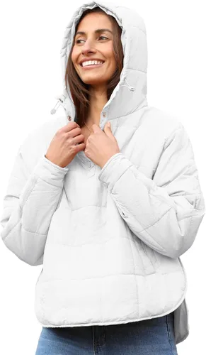 Vista 29 de QIBABU Chaqueta acolchada con capucha de gran tamaño para mujer, ligera, acolchada, manga larga, abrigo de invierno cálido