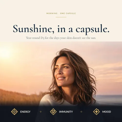 Vista 3 de Vitamina D3 de flujo natural con complejo K2 - 5,000 UI D3 + Complejo K completo (K1, MK-4, MK-7) + FOS - Apoyo óseo, corazón e inmunológico