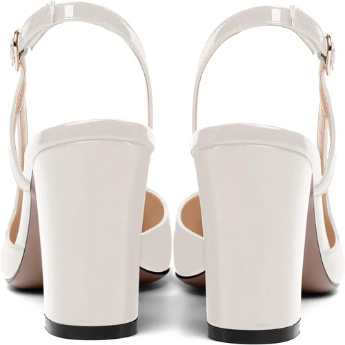 Vista 4 de Zapatos de tacón alto con hebilla de tacón alto y correa trasera sexy para mujer, diseño de club nocturno, 3.3 pulgadas