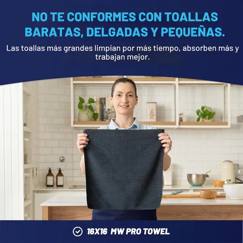 Vista 3 de Toalla Buff Pro de Microfibra de Superficie Múltiple - Paquete de 12 unidades - Paños de limpieza premium - Limpia, quita el polvo, pule, absorbe