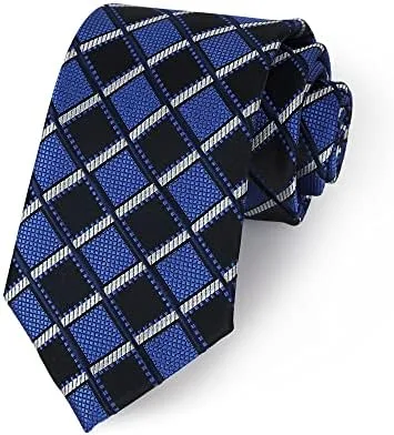 Vista 4 de Corbata clásica de seda tejida jacquard azul claro para hombre + caja de regalo