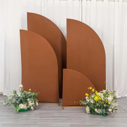 Vista 203 de Efavormart - Juego de 4 fundas de elastano beige para arco de media luna, fundas de telón de fondo Chiara de 2.5 pies a 7 pies para escenarios