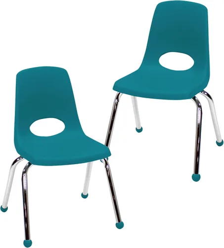 Vista 26 de FDP 15407-BL - Silla escolar apilable de 8 pulgadas con deslizadores de Azul