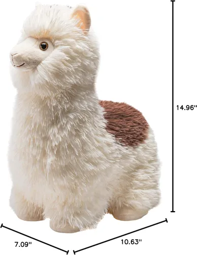 Vista 2 de Wild Republic Snuggleluvs, alpaca, animal de peluche con peso, 15 pulgadas, regalo para niños, juguete de peluche, botellas de agua recicladas