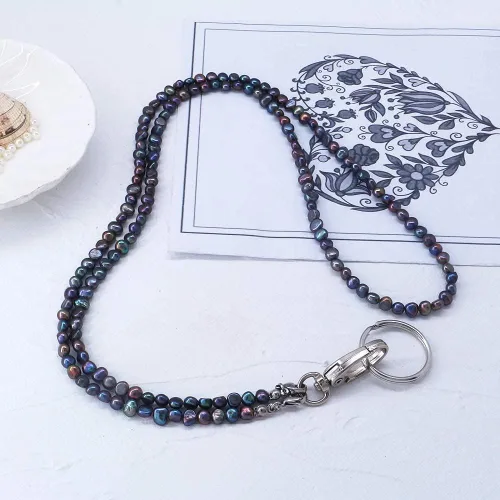 Vista 2 de Cordón para mujer, cordón de perlas de agua dulce para insignias de identificación, cordón para profesores