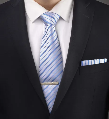 Vista 42 de Juego de corbata de regalo para hombre, corbata sedosa, bolsillo cuadrado, clips de corbata, gemelos para hombres
