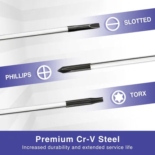 Vista 6 de WORKPRO Juego de destornilladores de precisión de 10 piezas con bolsa, destornilladores pequeños magnéticos con Phillips, ranurados, Torx Star, kit