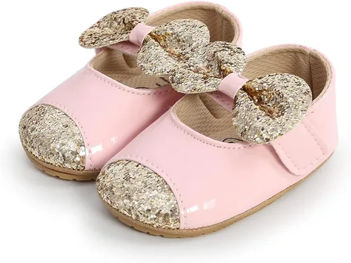 Vista 7 de Antheron Baby Girls Mary Jane Flats - Mocasines para bebé con suela suave, diseño floral brillante