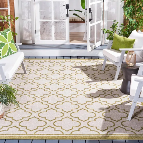 Vista 32 de Safavieh Amherst Collection Tapete AMT412A para interiores/exteriores de color marfil y verde claro, Polipropileno