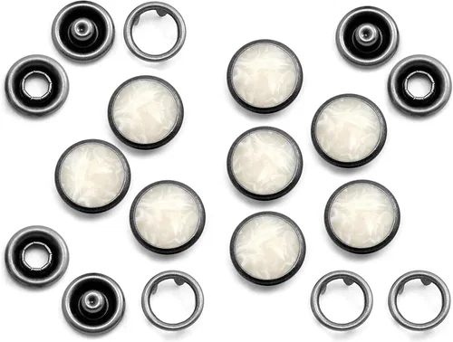 Vista 15 de CRAFTMEMORE 20 juegos de botones de perlas negras de 0.25 pulgadas (0.413 in) para camisa occidental (negro)