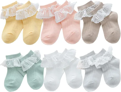 Vista 8 de QandSweet Calcetines de encaje para niñas recién nacidas para bebés y niños pequeños