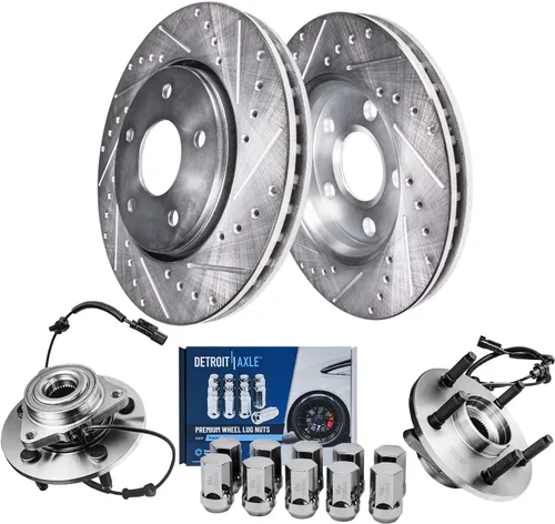 Vista 22 de Detroit Axle - Kit de freno delantero para Hyundai Nexo 2019-2024, rotores de freno perforados y ranurados, pastillas de freno de cerámica
