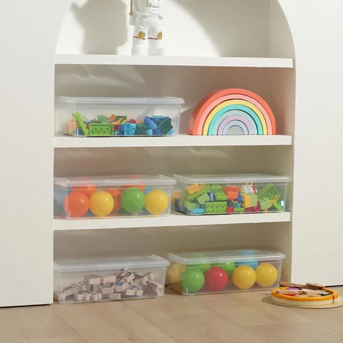 Vista 6 de novelinks Paquete de 6 contenedores de almacenamiento de plástico de 6 cuartos con tapas, contenedores de almacenamiento apilables con tapas