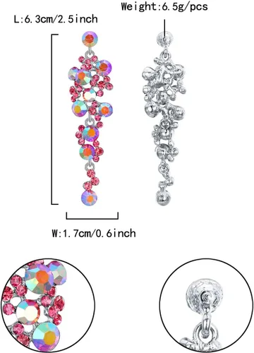 Vista 5 de Flyonce Pendientes largos colgantes de cristal para mujer, estilo bohemio y floral