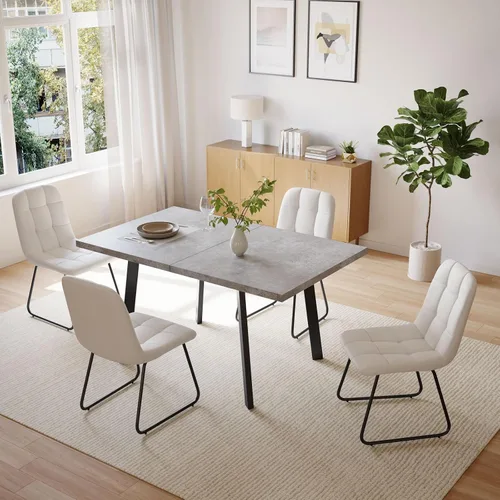 Vista 4 de Zerifevni 47.2"- 62.9" Extendable Dining Table Set of 5 Kitchen Table with 4 Dining Chairs, Modern Gray Wood Grain, Waterproof Scratchproof for