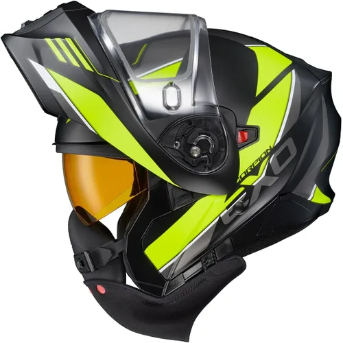 Vista 5 de ScorpionEXO GT930 - Casco modular para moto de nieve de aventura en clima frío, escudo de doble panel con caja de respiración y módulo de bolsillos