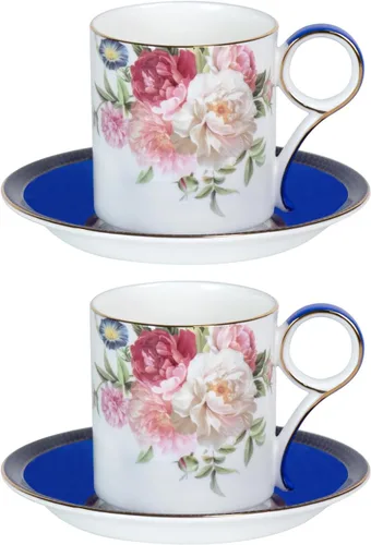 Vista 33 de KAMMAK Juego de 2 tazas de té y platillos, tazas de café de porcelana fina, tazas de café expreso apilables, demitasse de cerámica para café