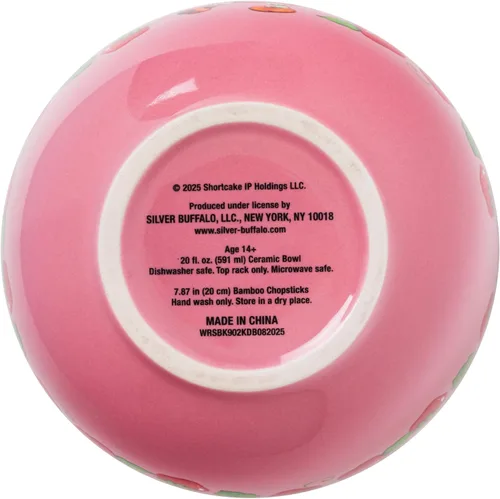 Vista 9 de Silver Buffalo Strawberry Shortcake - Tazón de cerámica vintage para ramen con palillos, apto para microondas, 20 onzas