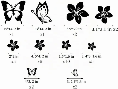 Vista 4 de Calcomanía de coche con diseño de mariposa y flores, divertida pegatina DIY impermeable para puerta, capó, parachoques, ventanas de coche