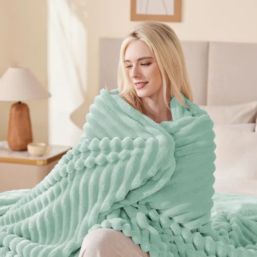 Vista 6 de EXQ Home Manta suave y suave de forro polar, acogedora y ligera para sofá o cama, manta de franela cálida y mullida para todas las estaciones
