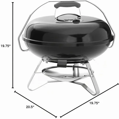 Vista 3 de Weber Jumbo Joe - Parrilla de carbón (18 pulgadas), color negro Parrilla de barbacoa ligera y portátil con cierre de tapa Tuck‑N‑Carry®