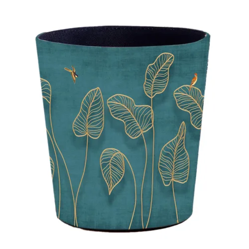 Vista 12 de Cubo de basura de cuero, cesta de basura decorativa retro, canasta de papel pequeña de capacidad de 10 L, bote de basura impermeable para baño