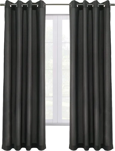 Vista 2 de Loft Living Elba Total Blackout - Panel de cortina texturizada, 52 x 84 pulgadas, color carbón