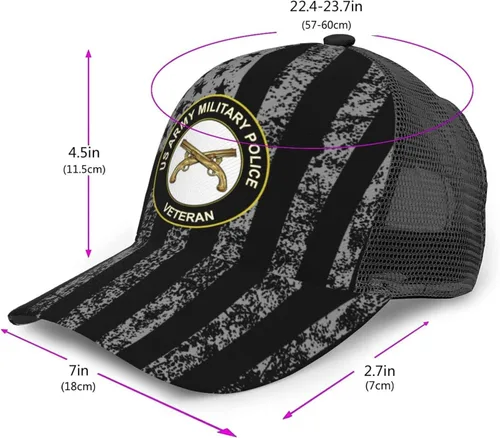 Vista 2 de Sombrero de camionero veterano de la policía militar de los Estados Unidos, gorra de béisbol de malla para hombres o mujeres al aire libre