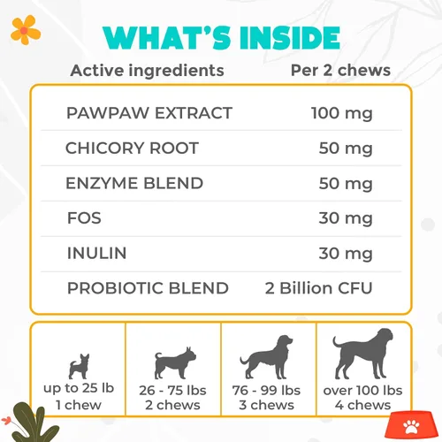Vista 6 de Probióticos masticables para perros, 60 piezas, apoyo para la salud digestiva e intestinal, masticables probióticos para perros con enzimas e