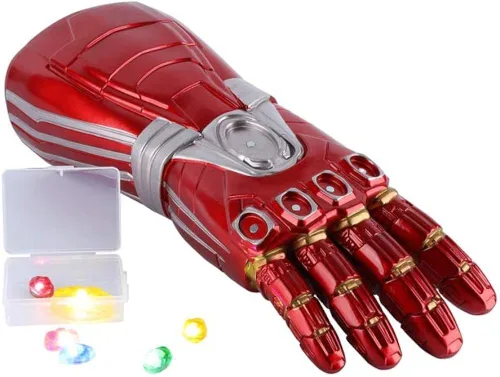 Vista 5 de Iron man Infinity Guauntlet para niños guantes de Iron Man con luz LED con imán extraíble piedras infinitas 3 modos de flash