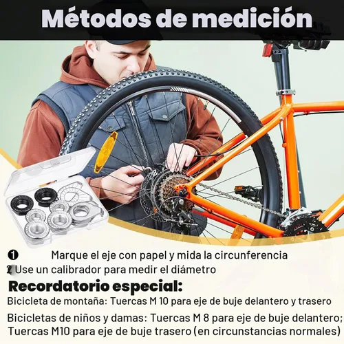 Vista 4 de 12 tuercas de eje y arandelas de seguridad, 3 tamaños, delanteras